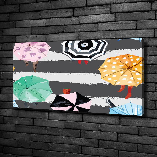 Cuadro canvas con impresión uv duradera horizontal Paraguas de colores