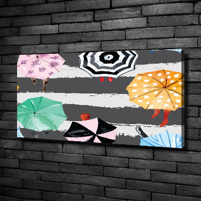 Cuadro canvas con impresión uv duradera horizontal Paraguas de colores
