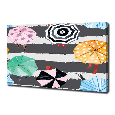 Cuadro canvas con impresión uv duradera horizontal Paraguas de colores