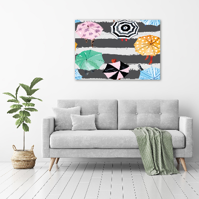 Cuadro canvas con impresión uv duradera horizontal Paraguas de colores