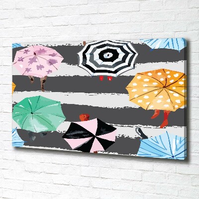 Cuadro canvas con impresión uv duradera horizontal Paraguas de colores