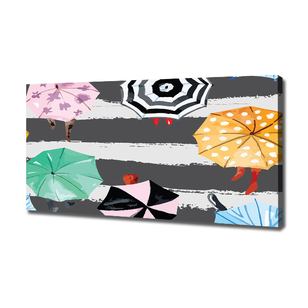 Cuadro canvas con impresión uv duradera horizontal Paraguas de colores