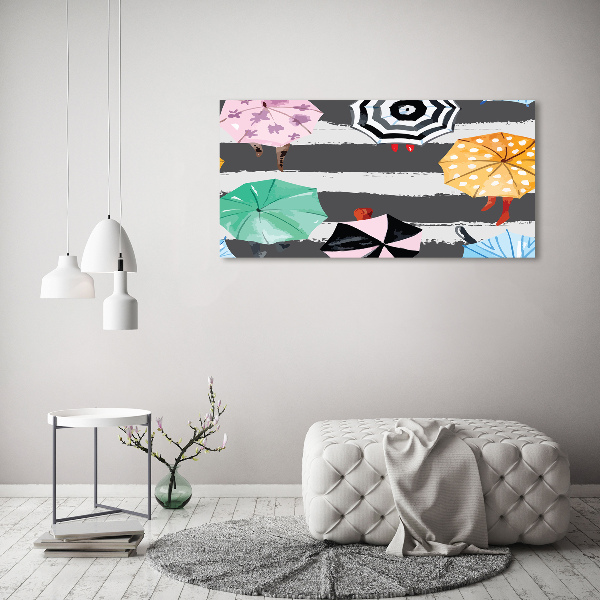 Cuadro canvas con impresión uv duradera horizontal Paraguas de colores