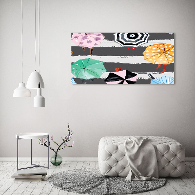 Cuadro canvas con impresión uv duradera horizontal Paraguas de colores