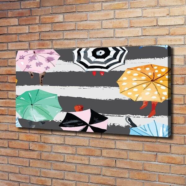Cuadro canvas con impresión uv duradera horizontal Paraguas de colores