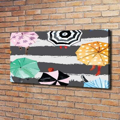 Cuadro canvas con impresión uv duradera horizontal Paraguas de colores