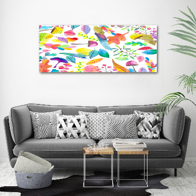 Cuadro canvas moderno de gran formato horizontal Patrón floral