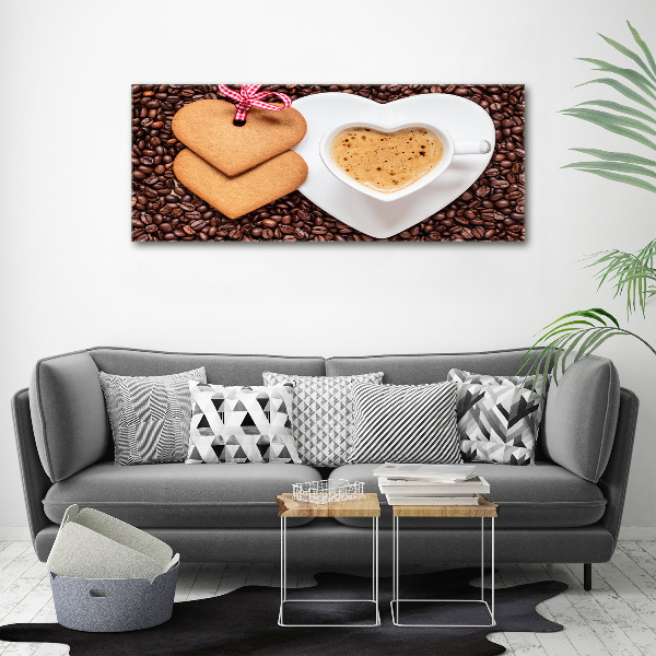 Cuadro canvas moderno de gran formato horizontal Café y pan de jengibre