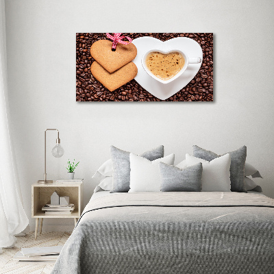 Cuadro canvas moderno de gran formato horizontal Café y pan de jengibre