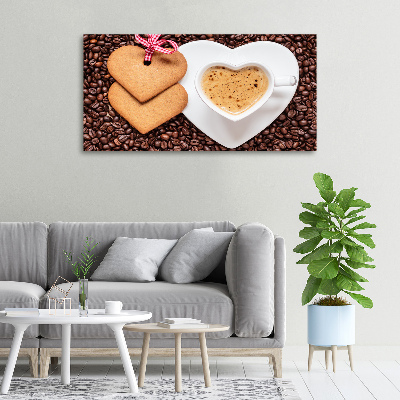 Cuadro canvas moderno de gran formato horizontal Café y pan de jengibre