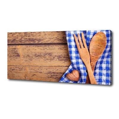 Foto en lienzo con acabado profesional horizontal Cubiertos de madera