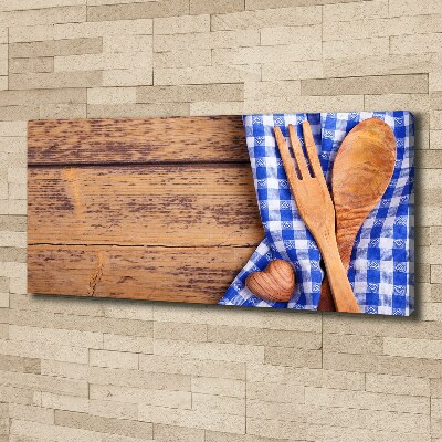 Foto en lienzo con acabado profesional horizontal Cubiertos de madera