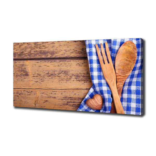 Foto en lienzo con acabado profesional horizontal Cubiertos de madera