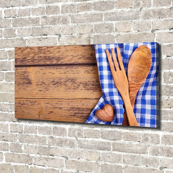 Foto en lienzo con acabado profesional horizontal Cubiertos de madera