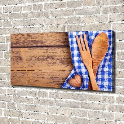 Foto en lienzo con acabado profesional horizontal Cubiertos de madera