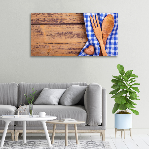 Foto en lienzo con acabado profesional horizontal Cubiertos de madera