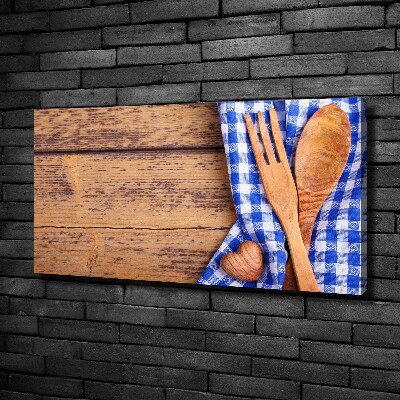Foto en lienzo con acabado profesional horizontal Cubiertos de madera