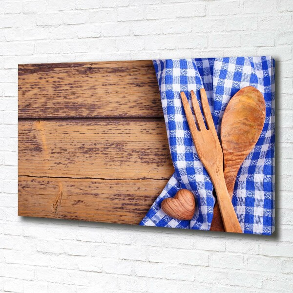 Foto en lienzo con acabado profesional horizontal Cubiertos de madera