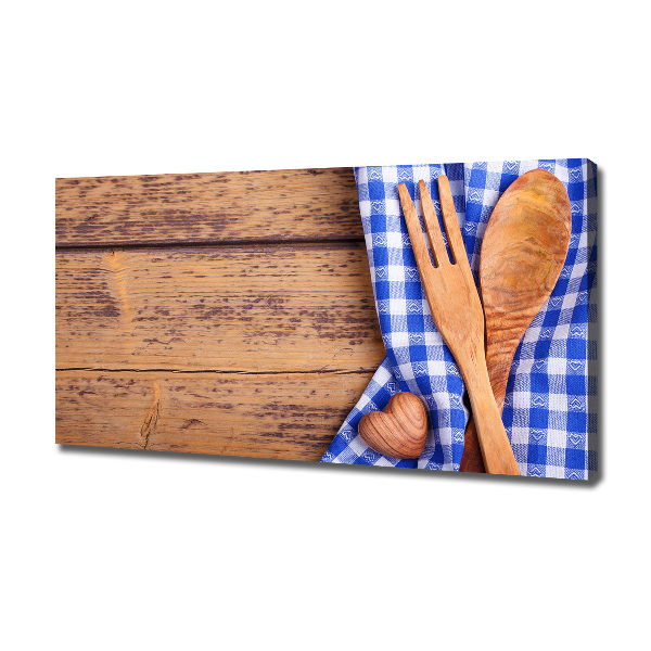Foto en lienzo con acabado profesional horizontal Cubiertos de madera