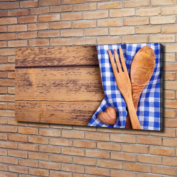 Foto en lienzo con acabado profesional horizontal Cubiertos de madera