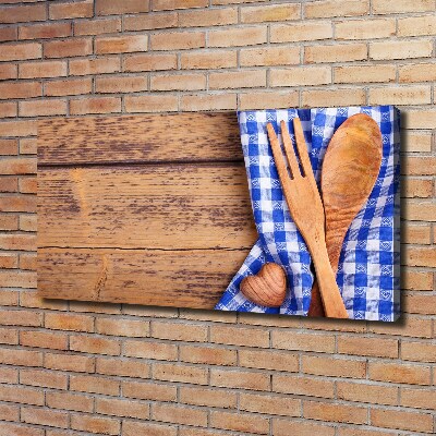 Foto en lienzo con acabado profesional horizontal Cubiertos de madera