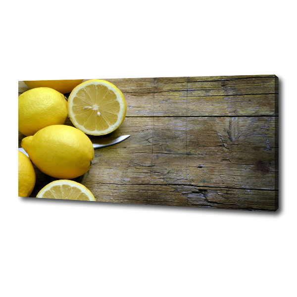 Cuadro canvas con impresión uv duradera horizontal Limones en madera