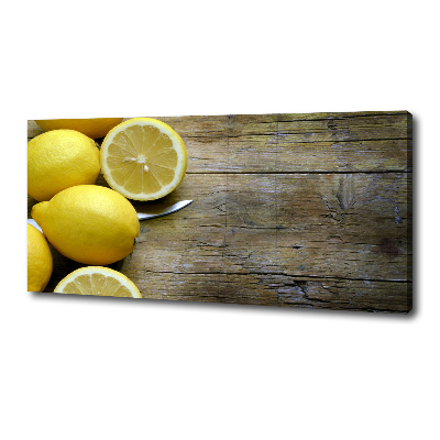 Cuadro canvas con impresión uv duradera horizontal Limones en madera