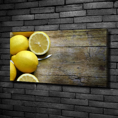Cuadro canvas con impresión uv duradera horizontal Limones en madera