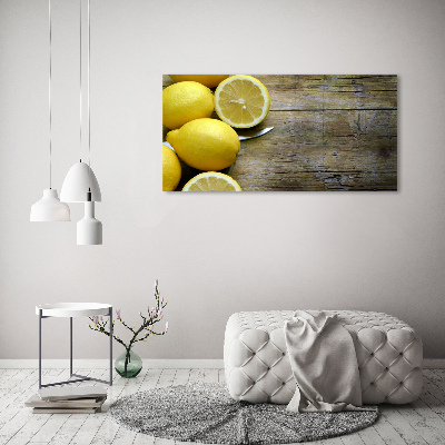 Cuadro canvas con impresión uv duradera horizontal Limones en madera