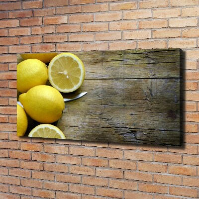 Cuadro canvas con impresión uv duradera horizontal Limones en madera