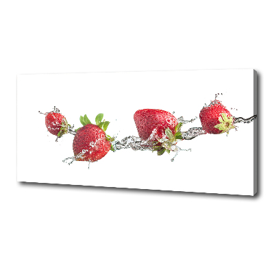 Fotocuadro en lienzo de alta calidad horizontal Fresas y agua
