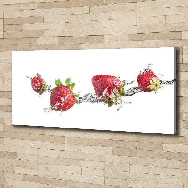 Fotocuadro en lienzo de alta calidad horizontal Fresas y agua