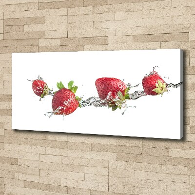 Fotocuadro en lienzo de alta calidad horizontal Fresas y agua