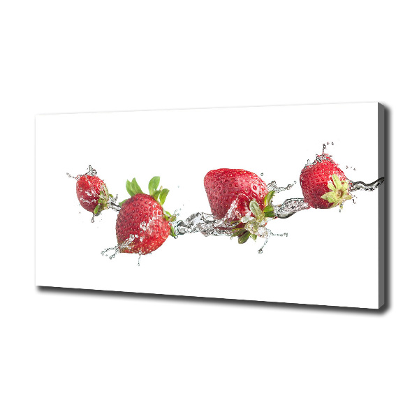 Fotocuadro en lienzo de alta calidad horizontal Fresas y agua