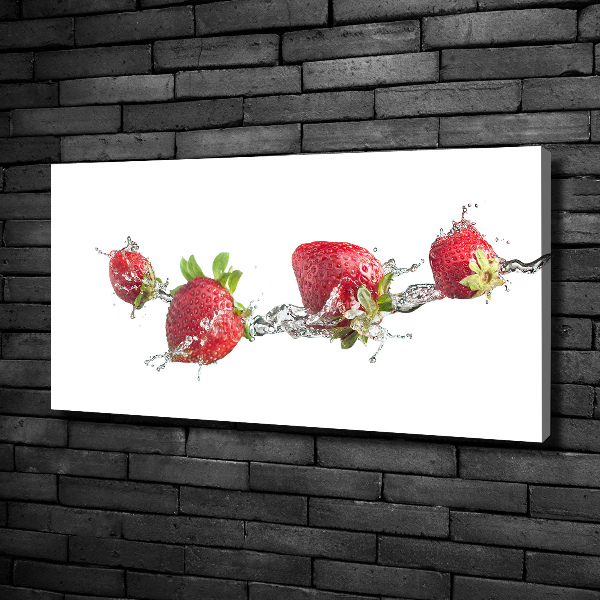 Fotocuadro en lienzo de alta calidad horizontal Fresas y agua