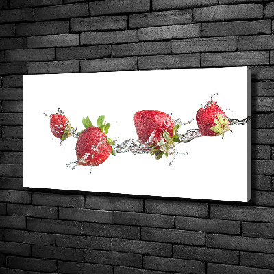 Fotocuadro en lienzo de alta calidad horizontal Fresas y agua