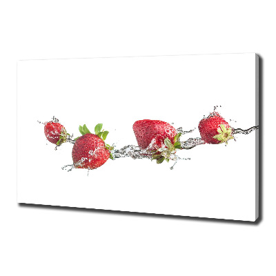 Fotocuadro en lienzo de alta calidad horizontal Fresas y agua