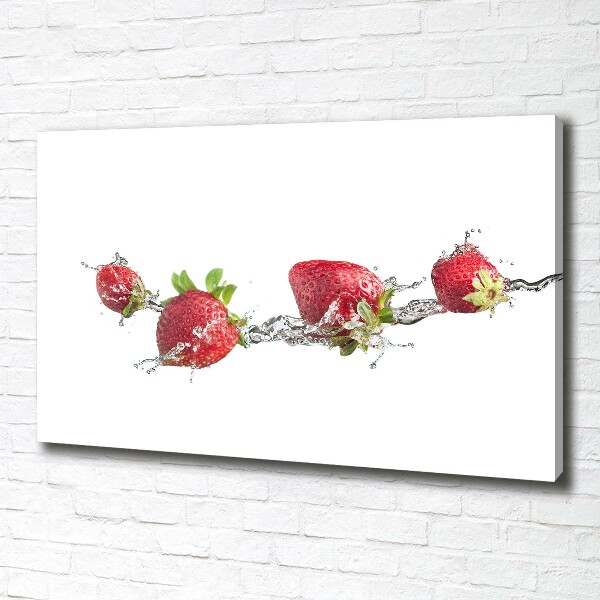 Fotocuadro en lienzo de alta calidad horizontal Fresas y agua