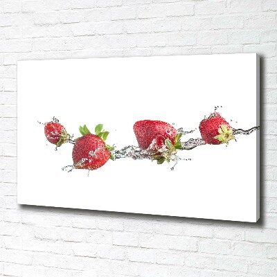 Fotocuadro en lienzo de alta calidad horizontal Fresas y agua