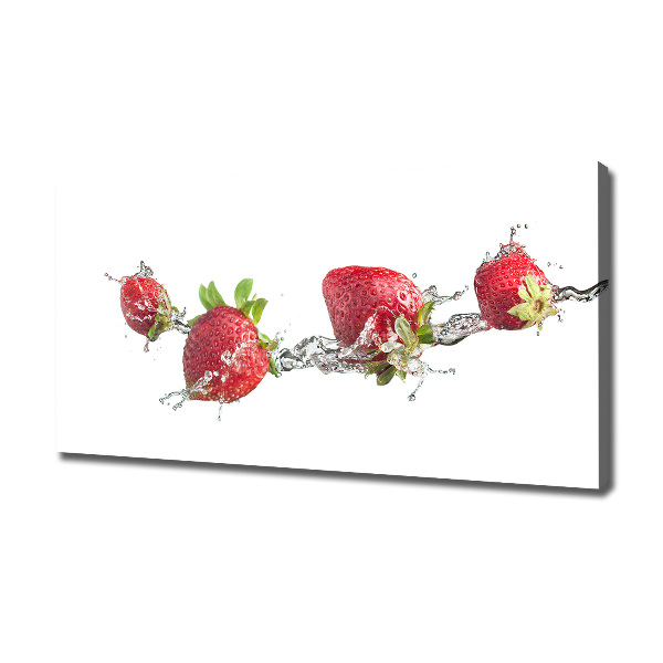 Fotocuadro en lienzo de alta calidad horizontal Fresas y agua
