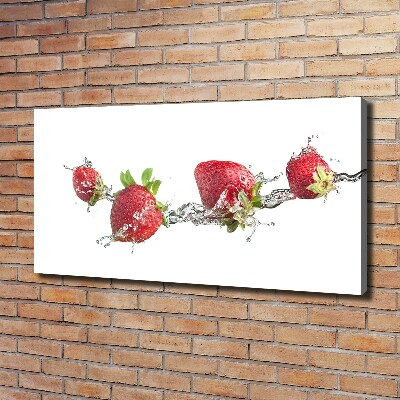 Fotocuadro en lienzo de alta calidad horizontal Fresas y agua