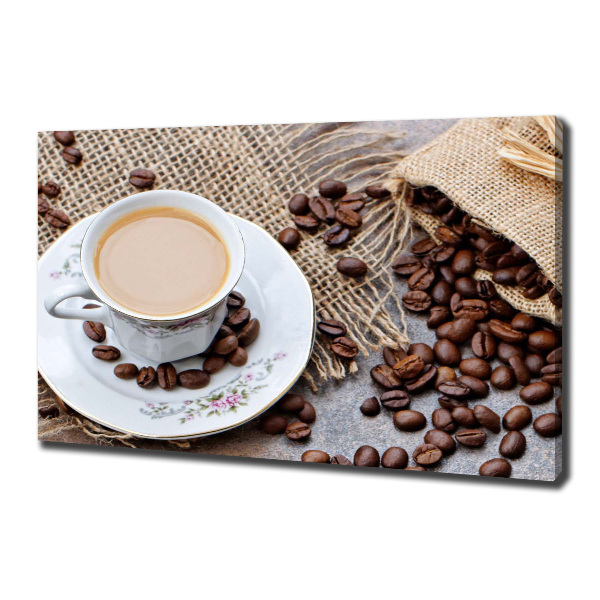 Cuadro canvas moderno de gran formato horizontal Café con leche