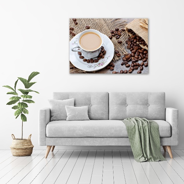 Cuadro canvas moderno de gran formato horizontal Café con leche