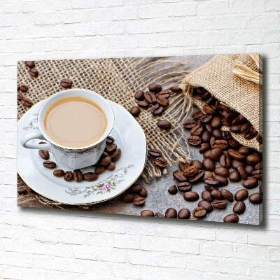 Cuadro canvas moderno de gran formato horizontal Café con leche