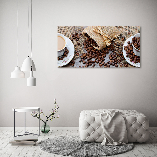 Cuadro canvas moderno de gran formato horizontal Café con leche