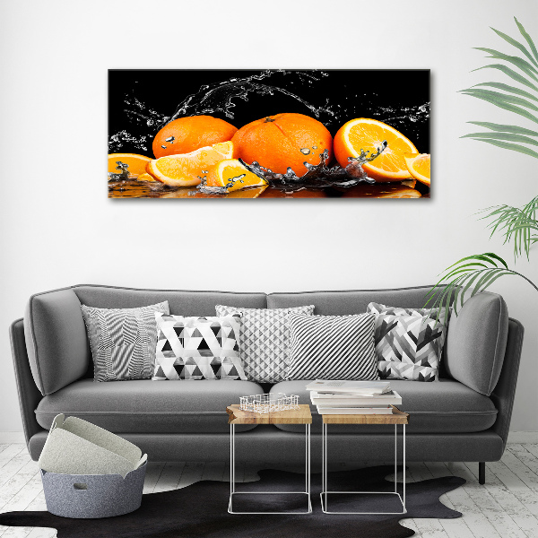 Cuadro canvas moderno de gran formato horizontal Naranjas y agua