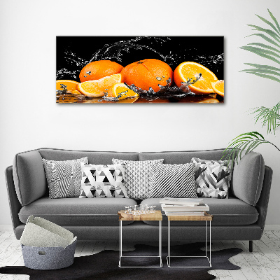 Cuadro canvas moderno de gran formato horizontal Naranjas y agua