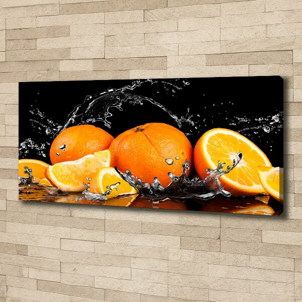 Cuadro canvas moderno de gran formato horizontal Naranjas y agua