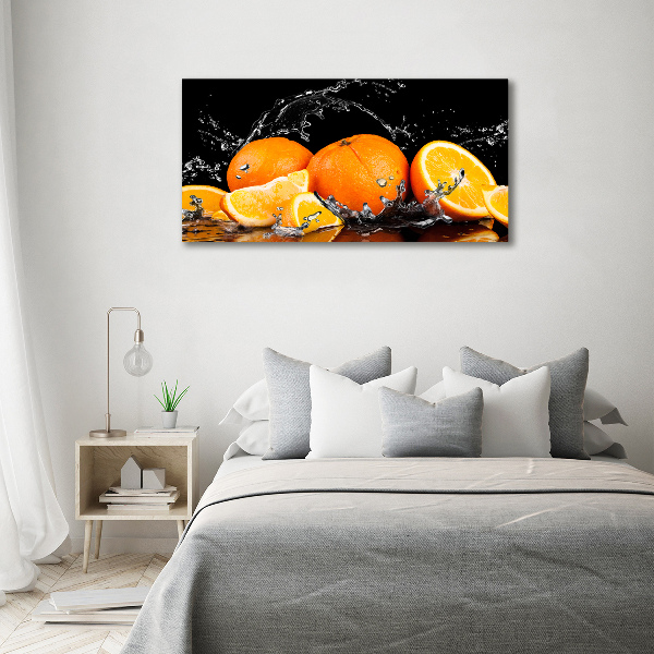 Cuadro canvas moderno de gran formato horizontal Naranjas y agua