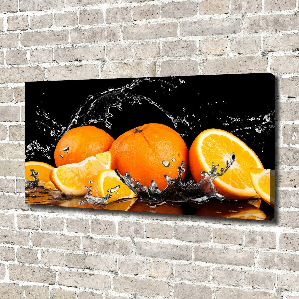 Cuadro canvas moderno de gran formato horizontal Naranjas y agua